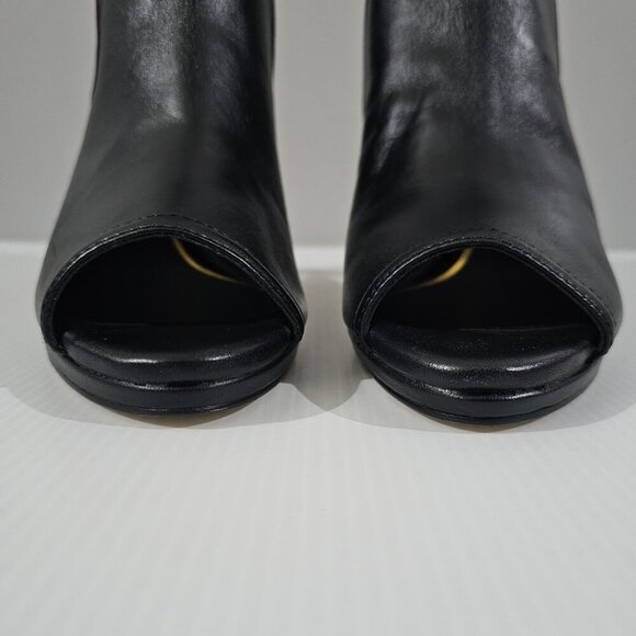 NEW Cole Haan Jones Ankle Bootie Womens 9.5 Black Leather Peep Toe Heel Shootie - Picture 5 of 13